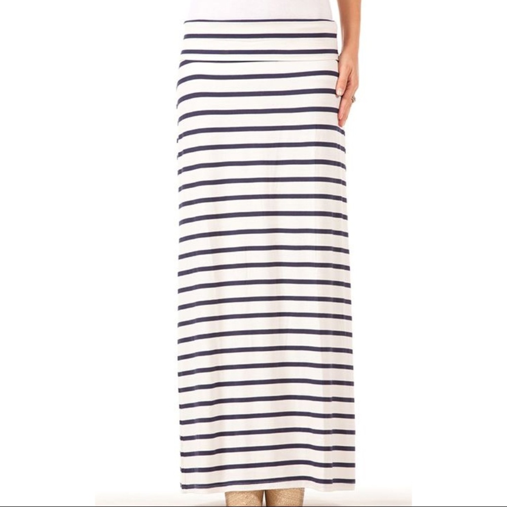 Striped Navy and White *Soft* Maxi Skirt